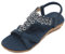 Amissz Sandales Femme Été Confortable Plate Chaussures Mode Casual T-Strap Respirantes Bohême Tongs Bout Ouvert Sandales avec Plat Vacances Style 4 Bleu marine 39EU