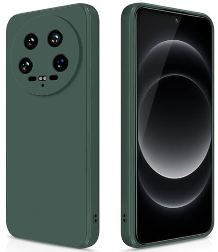 GiiYoon Coque pour Xiaomi 14 Ultra Case en Silicone, Etui de Protection Antichoc Etui Housse Silicone Ultra-Mince avec Couche Intérieure en Fibre et Protection pour Caméra, Vert