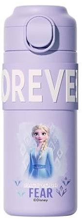 ISABELLA MOON 400ml Kids Elsa Water Bottles for Girls, Stainless Steel Water Bottle for School, Vacuum Insulated, BPA-Free, Leak-Proof, Double-Walled, Metal Drink Bottle Hot Cold (Elsa)