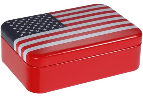 Amosfun WeißBlech SüßIgkeiten Aufbewahrung UnabhäNgigkeitstag Design Keksdose GroßE KapazitäT Box FüR SüßIgkeiten Und Kleine GegenstäNde 9.5 X 6.5 X 3.5 Cm