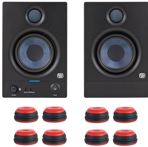 PreSonus Eris 4.5 BT II generazione Bluetooth 5.0 altoparlanti monitor da studio attivi 2a generazione + keepdrum 8 pezzi piedini antivibranti in rosso