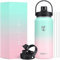 HydroPal Trinkflasche Edelstahl - 1200ml/1900ml mit Strohhalm und Henkel, BPA-Frei, Kohlensäure geeignet, flasche Metall, Aesthetic trinkflasche für Fitnessstudio (Blase, 1200ml)