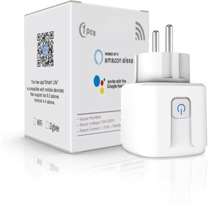 proAMEDEN Enchufe Inteligente WiFi 16A 3500W, Smart Plug con Medición de Corriente, control por Voz de Google Home y Alexa, Control Remoto y Función de Temporizador (1 Enchufe Wifi).