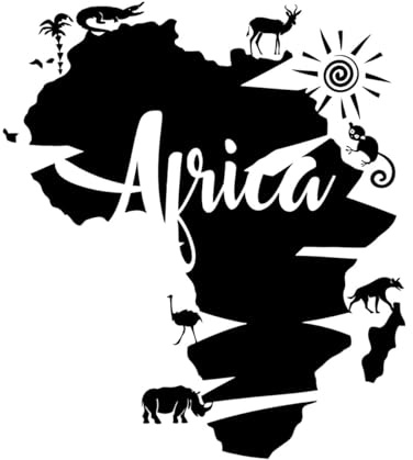 Wandtattoo mit abstraktem Afrika-Kontinent, Karte afrikanischer Tiere, Vinyl, Wandsticker, Heimdekoration, Wohnzimmer, Büro, Klassenzimmer, extragroß – 70x81cm