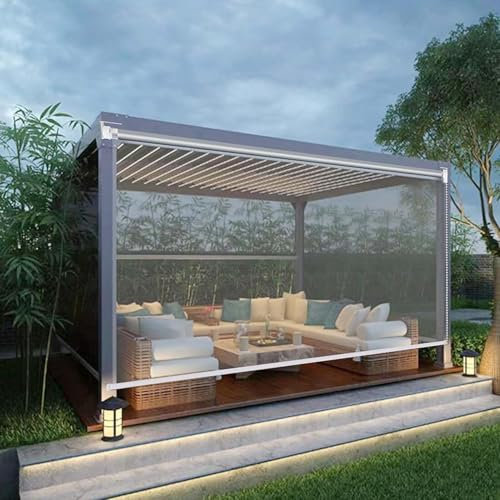 Transparente PVC-Rollos für den Außenbereich, wasserdicht, Wärmedämmung, transparent, aufrollbar, staubdicht, Pergola, Gartenpavillon, Rollos, 0,5 mm, Trennwand, Regenvorhänge, 190 x 200 cm