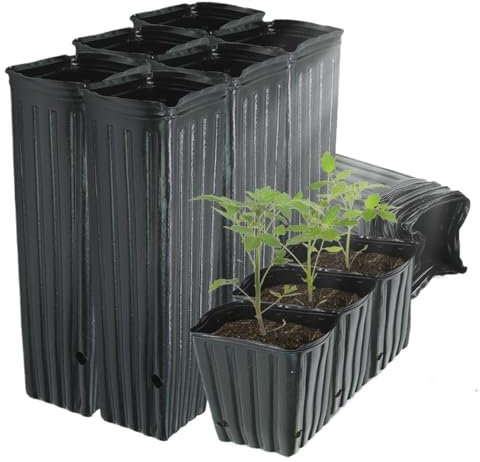 Großer hoher Pflanztopf mit Drainagelöchern für den Innen- und Außenbereich, Set mit 20 Kunststoff-Truchtöpfen für Setzlinge und Blumen (9,5 x 29 x 7,5 cm)