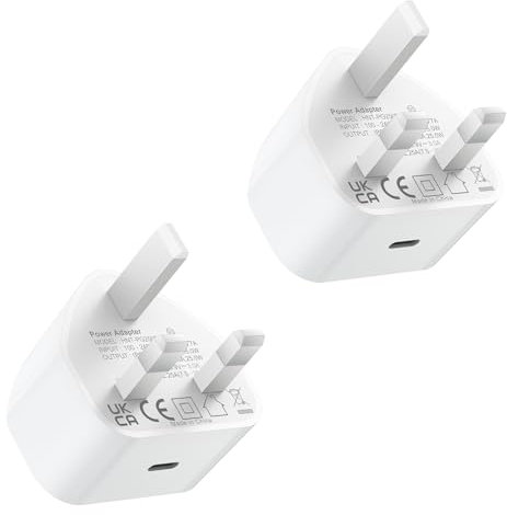 USBC Plug UK, 2-Pack 25W USB C Charger Plug Fast Charge for iPhone 16 15 14 13 12 11 Pro Max Plus XR, iPad, Samsung Type C Plug Fast Charging Head, iPhone Charger Plug USB C Power Adapter Plug