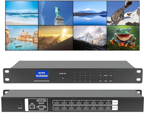 HDMI-Matrix-Switch, 8 x 8, 1920 x 1080P, ICUIXIAN Rack-Mount, HDMI-Matrix 8 x 8, unterstützt RS232, IR, Web GUI Steuerungen/EDID Lesen/HDCP Decodierung/DTS-HD Haupt-Audio-Übertragung