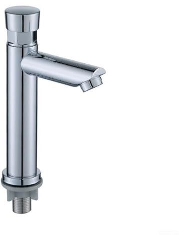 Besttoolifes Grifo de ahorro de agua chapado con cierre automático, grifo de retardo de tiempo público, con botón pulsador para cocina, baño, hotel (A)