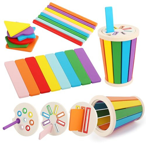 KUOFANY Montessori Spielzeug ab 1 2 3 4 Jahre Sortierspiel Motorikspielzeug Mädchen Junge Kinder Holzspielzeug Zahlen und Farben Lernspiele Motorikspielzeug Holzspielzeug Sensorik Spielzeug Baby