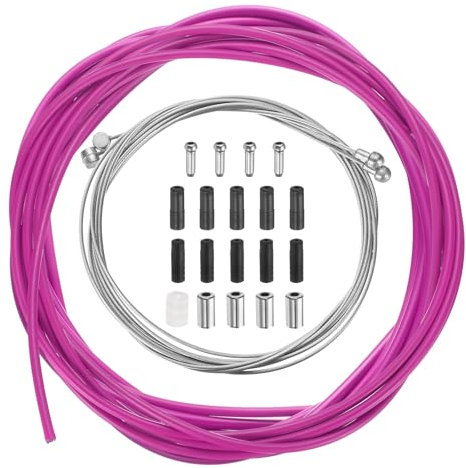 sourcing map Bicycle Brake Gear Shifter Cable Housing Set Universal Bike Inner Brake Cable Housing Kit Front and Rear Bicycle Shift Cable Replacement Kit for Road Mountain Bike Cycling, Purple