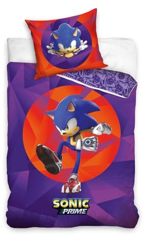 Carbotex Sonic The Hedgehog Wende-Bettwäsche-Set 135x200 80x80 Baumwolle Bettbezug Prime