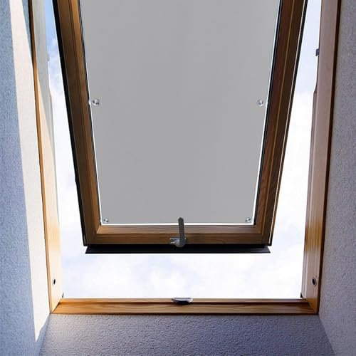 Moboo Dachfenster Rollo Thermo Sonnenschutz Verdunkelungsrollo für Dachfenster UV Schutz mit Saugnäpfe ohne Bohren ohne kleben (Hellgrau, 60x118cm)
