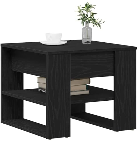 vidaXL Couchtisch Schwarz Eichen-Optik 55,5 x 55 x 45 cm Holzwerkstoff | Zwei Regale für vielseitige Aufbewahrungsmöglichkeiten, Schlanker minimalistischer Stil, der für moderne Häuser geeignet ist,