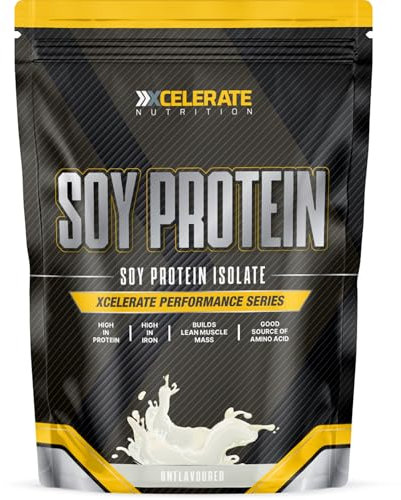 Soy Protein Powder - 90% Plant-Based Protein for Lean Muscle Growth, Supports Weight Management & Digestive Health | 100% Vegan-Friendly, Gluten-Free - by XCelerate Nutrition (1Kg, Unflavoured)