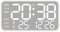 ThreeH Digitaluhr aus gebürstetem Metall - LED Display Datum Wochentag Temp USB Wand montiert für Zuhause Büro, Weiß