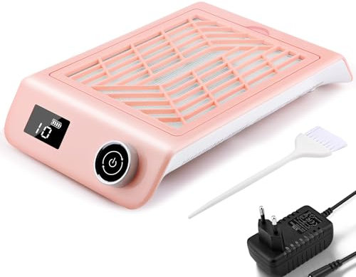 Kredioo Aspirateur à Ongles Manucure Professionnel 5000RPM, Collecteur de Poussière avec Affichage LED Filtre Réutilisable et Brosse Super Puissance d’aspiration et Faible Bruit pour Salon et Maison