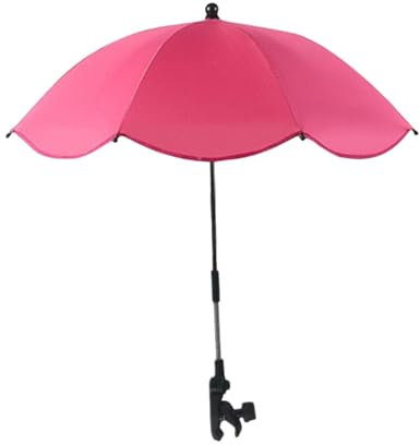 Harilla Sombrilla con Clip para Cochecito, Silla de Playa, Sombrilla de Moda, Sombrilla para Plantas, para Jardín, Actividades de Verano Al Aire Libre, Rojo