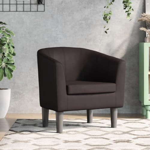 QZZCED Clubsessel Braun Kunstleder Küchenstuhl Lesesessel für Küche Schlafzimmer
