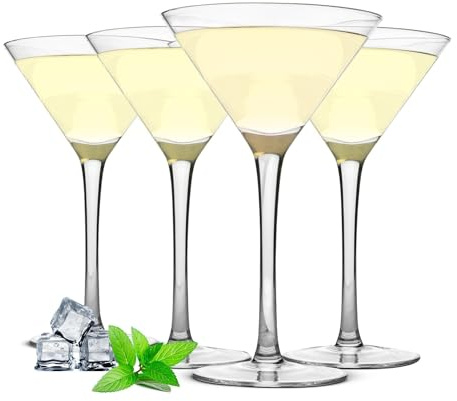Sendez 4er Set Martinigläser 230ml - Elegante Cocktailgläser aus Klarglas, Höhe ca. 18,2 cm - Spülmaschinengeeignet - Perfekt für Martinis, Cosmopolitans & mehr