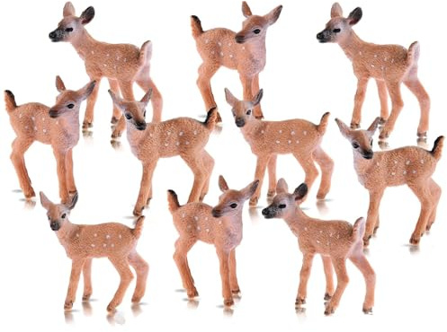 MorLuks 12 Stück Hirsch Figuren Spielzeug, Miniatur Elch zum Basteln, Tiere Figuren Set für Woodland Kuchen Cupcake Toppers Weihnachten Geburtstag Party Deko