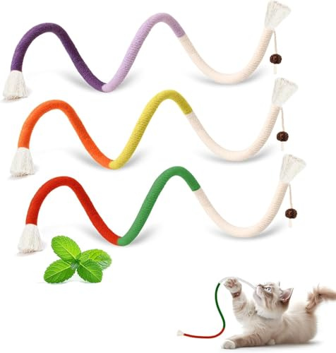 ToVii 3-Pack Catnip Chew Toys for Stress Relief & Dental Health in Indoor Cats