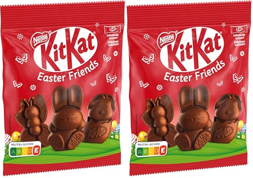 NESTLÉ KITKAT Easter Friends, Mini-Osterfiguren aus Milchschokolade mit Knusperstückchen, 2er Pack (1 x 65g)