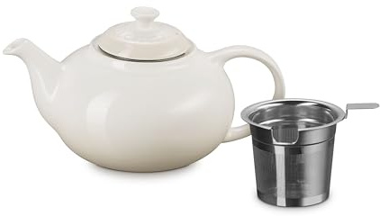 Le Creuset Stoneware Teapot with Stainless Steel Infuser, 1.3l, Meringue