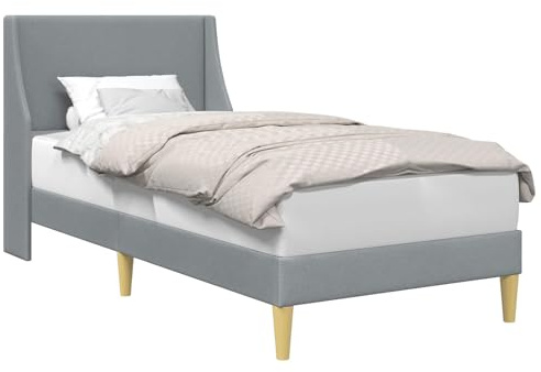 vidaXL Bettrahmen mit Kopfteil Verbindungsplatte, Moderner Bettrahmen, rechteckiges Design, mit Stoff bezogen, platzsparender, Cooler Schlafzimmerschrank