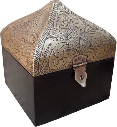 GURU SHOP Türmchen Schatztruhe, Holzschachtel, Schmuck Dose - Modell 2, Braun, Größe: Groß (22x21x21 Cm), Dosen, Boxen & Schatullen