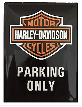 Nostalgic-Art Retro Tin Sign – Harley-Davidson Parking Only – Gift idea for motorcycle fans, Metal Plaque, Vintage design for decoration, 15 x 20 cm