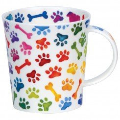 DUNOON Bone China Lomond Mug - Pawprints Range - Colourful Dog Paws