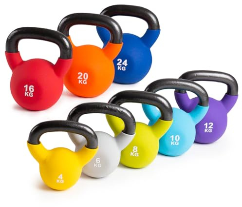 Sport-Tec Kettlebell-Set 8-tlg, Kugelhantel, Workout, Fitness, Bodybuilding, Kurzhantel, Gewichtskugel, Schwunghantel