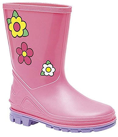 Girls Infant Pink Wellington Boot with Flower Motif 10 (28)