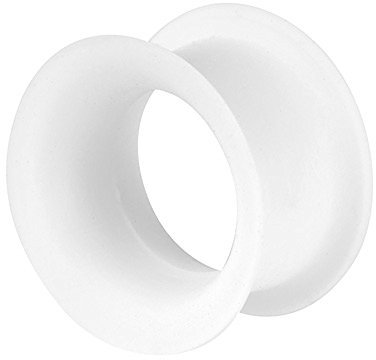 Piercingfaktor Flesh Tunnel Ohr Plug Piercing Silikon Hoher dünner Rand Flexibel Weich Rund Creole Farbig Bunt 18mm Weiß