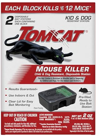 Tomcat Mouse Killer, Child & Dog Resistant, Disposable Station, 2 Stations