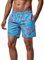 MaaMgic Herren Badeshorts SCHNELLTROCKNEND Boardshorts Trainingshose mit Mesh-Futter und Verstellbarem Tunnelzug MEHRWEG Blau Pink Flamingo XL