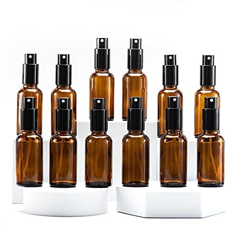 YIZHAO Ambar Bote Spray Pulverizador Cristal 30ml, Pulverizador Cristal Pequeño con Fina Niebla, para Aceite Esencial, Aromaterapia, Perfume,Limpieza, Viaje, Agua,Farmacia, Laboratorio – 12Pcs
