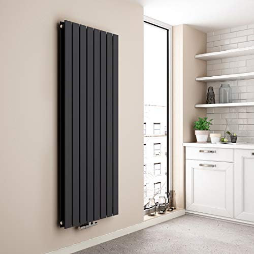 EMKE Vertikal Heizkörper 1600x620mm, Flachheizkörper Doppellagig Design Heizkörper Flach Paneelheizkörper Mittelanschluss Heizung Anthrazit 1988W