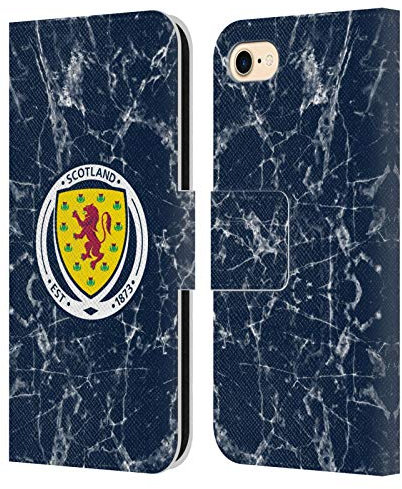 Head Case Designs Offizielle Scotland National Football Team Marmor Logo 2 Leder Brieftaschen Handyhülle Hülle Huelle kompatibel mit Apple iPhone 7 / 8 / SE 2020 & 2022