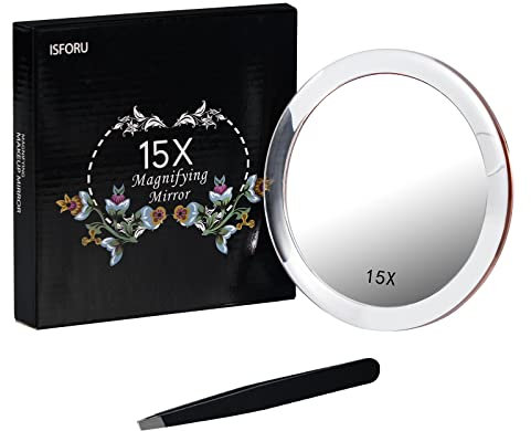 Kosmetikspiegel,Make-up-Spiegel 15x Vergrößerung Kosmetikspiegel mit Vergrößerungsfunktion 15-facher Vergrößerungsspiegel mit 3 Saugnäpfen Vergrößerungsauge für kosmetische Make-up-Schönheitspflege