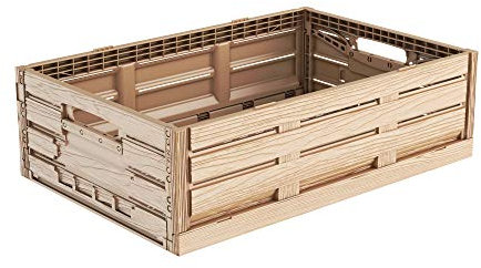 Faltbox im Holzdesign 60x40x16 * Klappbox für Obst, Gemüse * Obstkiste Gemüsekiste Holz Optik