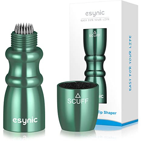 eSynic 3-in-1 Queue-Spitzenformer, Billard, Snooker, Pool, Queue-Spitzen, 3-in-1-Werkzeug – Shaper, Scuffer, Luftsprudler – Dunkelgrün