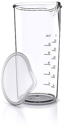 Arendo – Bicchiere per mixer ad immersione da 600 ml – Ideale per frullatore a mano - Misuratore con tappo – Bicchiere per frullati in Copolimero SAN termoresistente