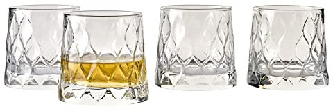 Leafy Old Fashioned Special Design Premium Whiskyglas mit schwerem Boden, 300 ml, 4er-Set