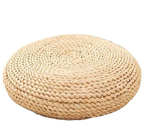 Merkts Rundes Strohkissen, rund, dicke Bodenmatte, Fitness, Yoga, Meditation, Beige 40 x 40 cm