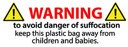 Aufkleber WARNING to avoid danger of suffocation selbstklebend auf Rolle 15000 Sück Sticker Etiketten Klebeetiketten Vorsicht Suffocation Folie Plastikbeutel