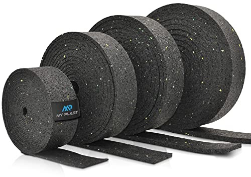 My Plast Lot de 2 Rouleaux 10000 x 80 x 6 mm Bande Caoutchouc – Rouleau Support pour lambourdes – Antidérapant, Anti-Vibrations, Drainage et Isolation – pour terrasse Bois et WPC extérieur