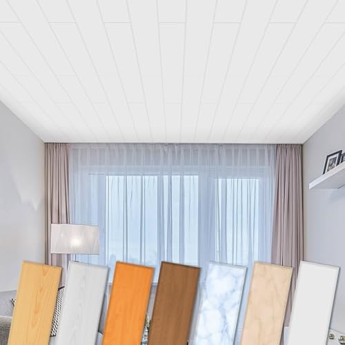 HEXIM Panneaux de Plafond en XPS 100x16,7cm - Revêtement Moderne en Plastique Polystyrène (20 Mètres Carrés P-08) Adaptés Aux Pièces Humides