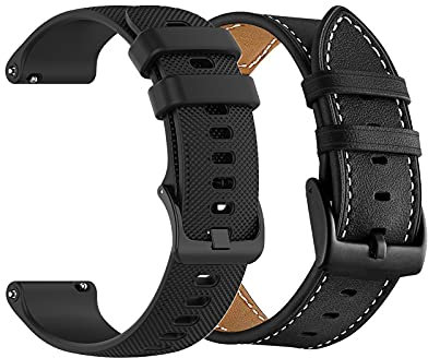 Yeejok Compatible for Fossil Gen 6/5E 44mm Straps Silicone+Leather, 22mm Watch Straps Replacement Compatible for Gen5 Men's Carlyle Garrett/Women's Julianna/Gen 4 Explorist HR Smart Watch, Black+Black